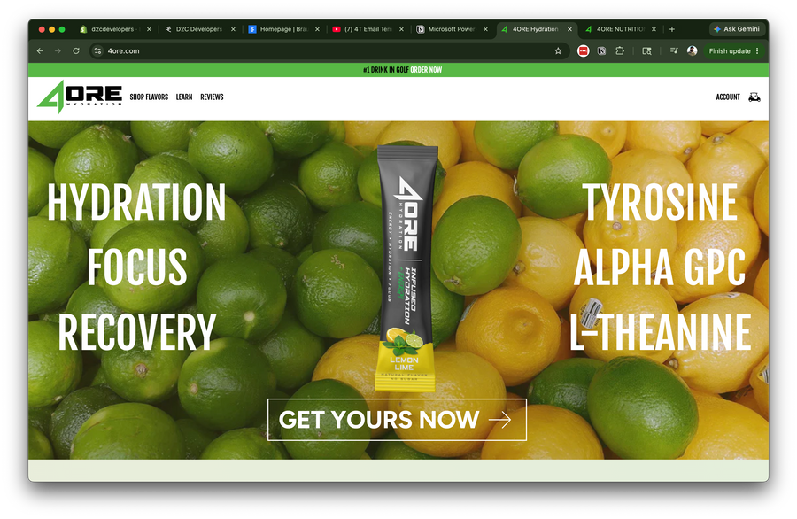 Shopify Site Redesign for 4ORE Hydration